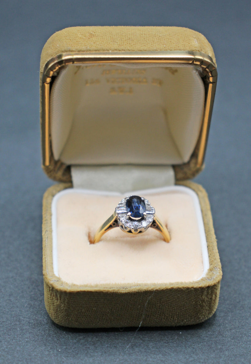 18ct gold sapphire-diamond cluster ring