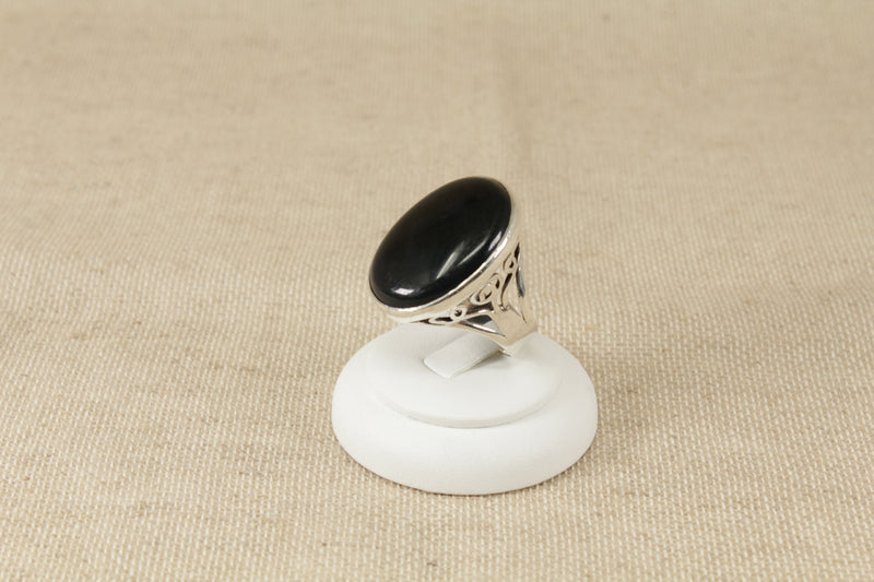 Silver & Black Agate Designer Ring