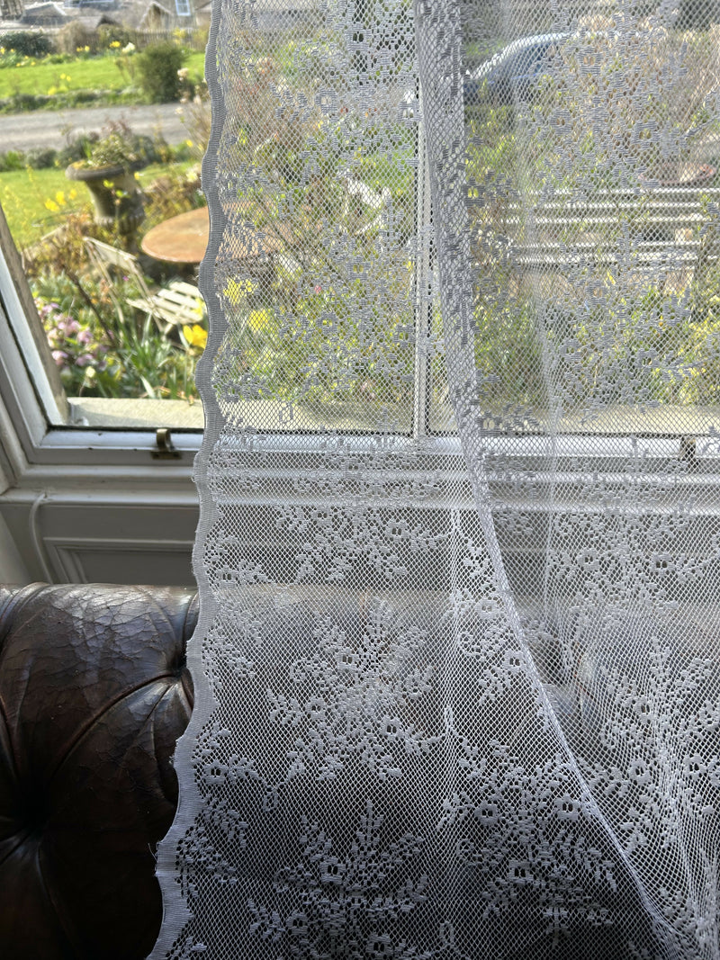 Stunning Laura Ashley period design cream cotton Curtain Panelling 60”wide per metre