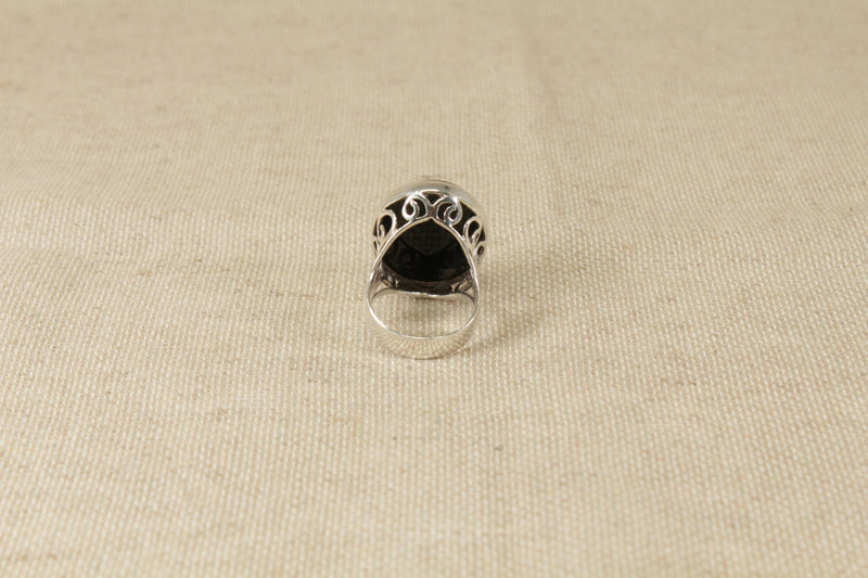 Silver & Black Agate Designer Ring