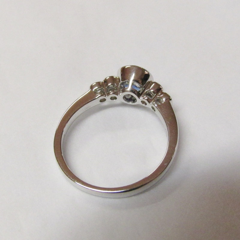 18ct White Gold Tanzanite & Diamond Ring, Size K