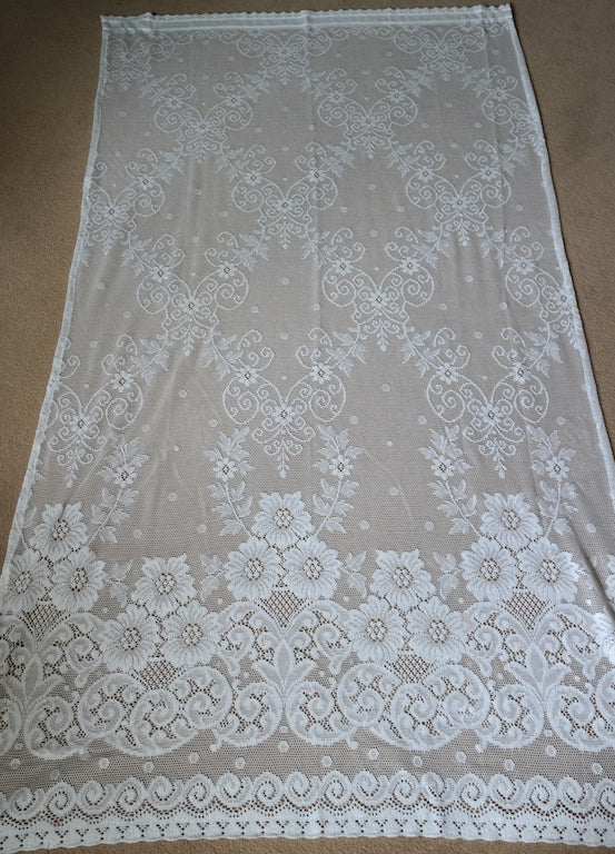 Victorianna Rose - C1900s design Cotton Lace Curtain Panel 40" x 70" readymade