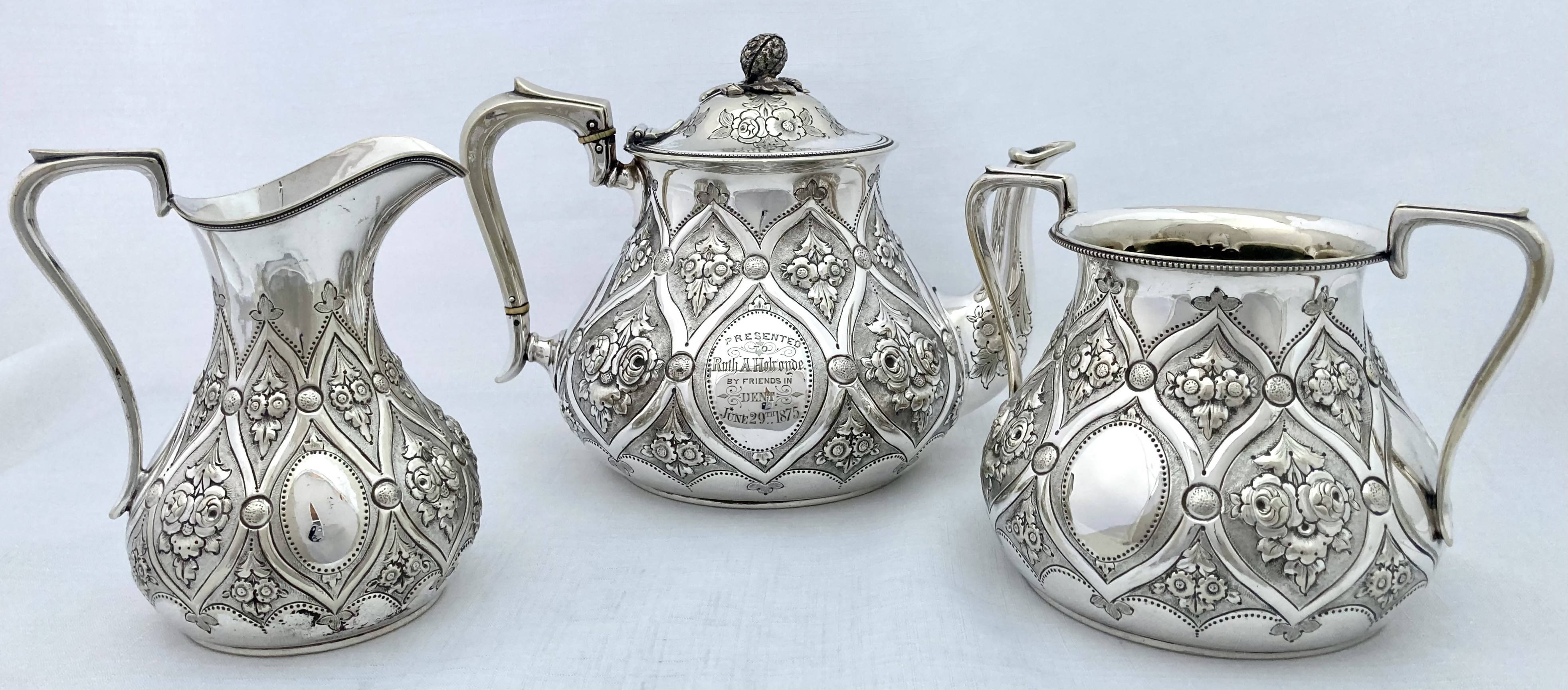Victorian Silver Plated Ornate Tea Set. Atkins Brothers, Sheffield, ci