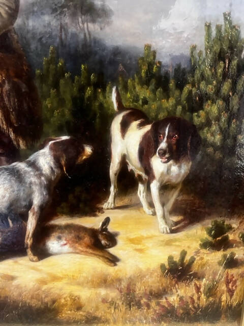 'His Masters Spaniels' 19th Century Oil Painting