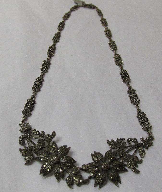 Silver and Marcasite Necklace Vintage 1950s
