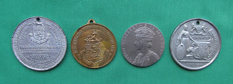 Collection Of Four Coronation Medallions/1911 & 1937/Middlesborough/West Hartlepool