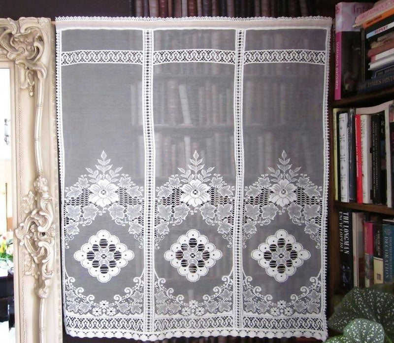 "Victoria" Vintage Heritage Design Cream Cotton Lace Curtain Panel- 34" x 34"
