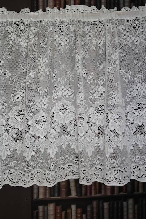 Victorianna" Vintage Heritage white cotton lace Curtain Panelling - 36” drop sold per metre