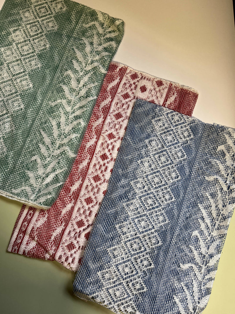 Vintage Art Deco Coloured Cotton Lace Panel Cafe Curtain Brise-Bise New Deadstock Leaves
