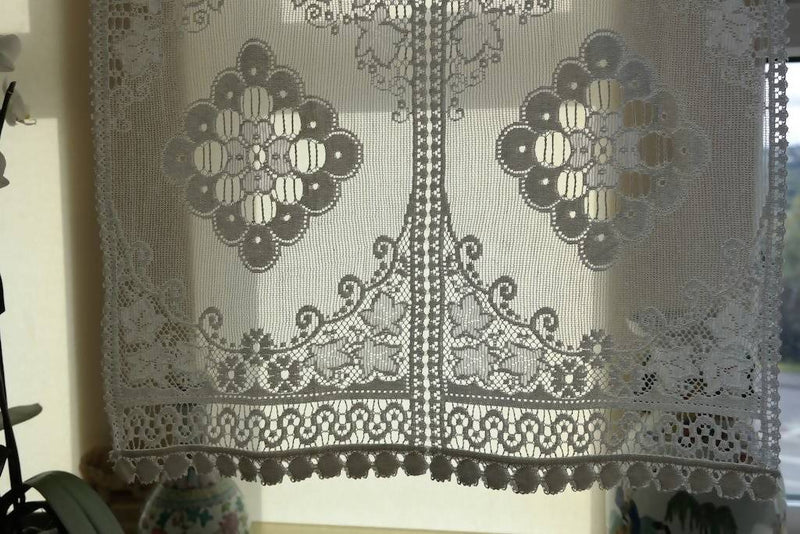 "Victoria" Vintage Heritage Design Cream Cotton Lace Curtain Panel- 34" x 34"