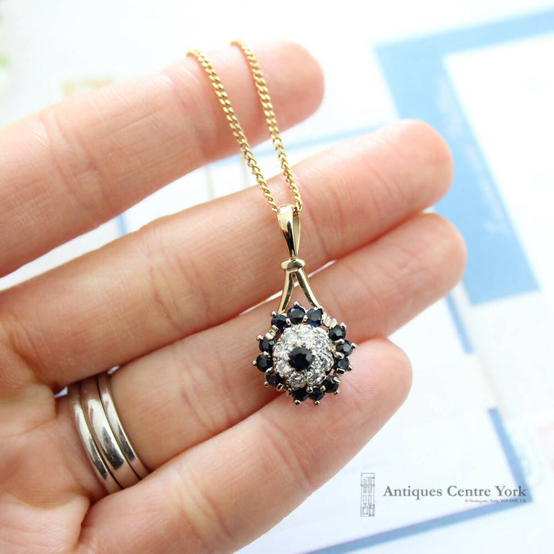 18ct Sapphire & Diamond Cluster Pendant