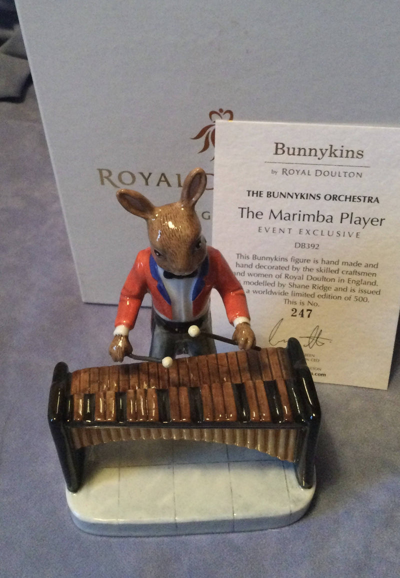 Royal Doulton Bunnykins Percussionist figurine DB392 Doulton Marimba Player figurine