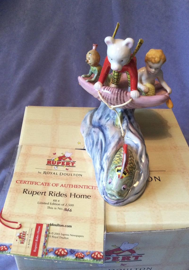 Royal Doulton Rupert rides homes figure Doulton Rupert The Bear Limited Edition figurine