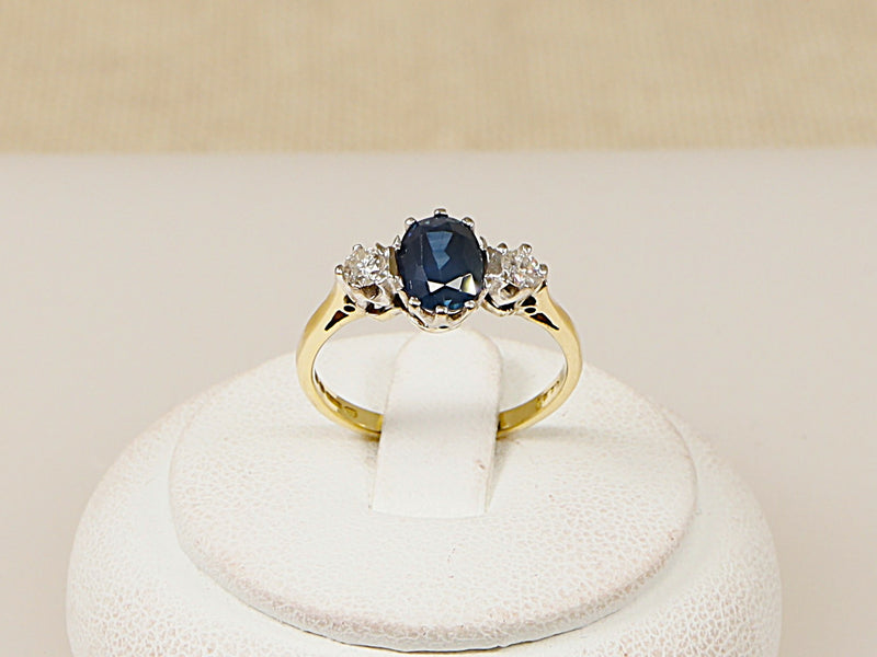 18ct Gold Sapphire and Diamond Trilogy Ring