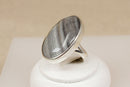 Finely Made Sterling Silver Grey Banded Agate Statement Ring
