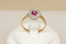 18ct Gold & Platinum Ruby & Diamond Cluster Ring