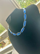 Modern Mid Century 1955 Norway David Anderson Sterling Silver Electric Blue Enamel Necklace