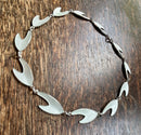 Modern Mid Century Danish KA Rasmussen Sterling Silver Gilt Snowdrop White Enamel Necklace