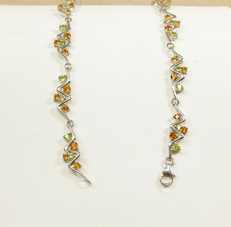 Silver Citrine & Peridot Necklace