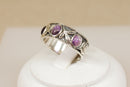 Stylish Sterling Silver & Amethyst Studio Art Nouveau Style Band Ring
