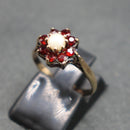9ct gold garnet and pearl cluster ring