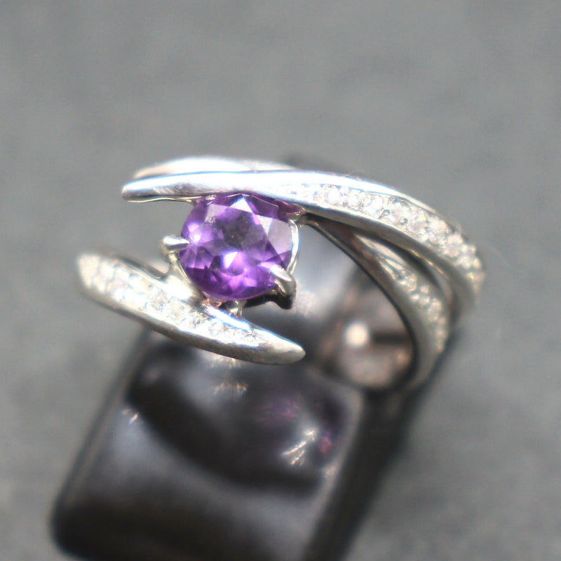 Jake-Amethyst-and-cz-silver-ring-pa-176a