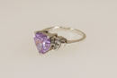 Silver Amethyst Colour Heart Ring