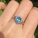 Vintage Aquamarine & Diamond Ring, Pt900, Aquamarine 1.81ct