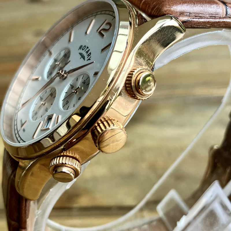 Mens Rotary Chronograph GS00666/06 – White Dial | Original Leather Strap