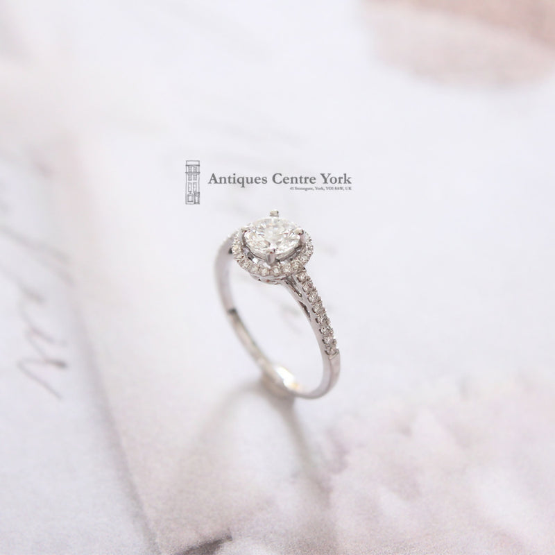 18ct White Diamond Halo Cluster Ring 0.64ct