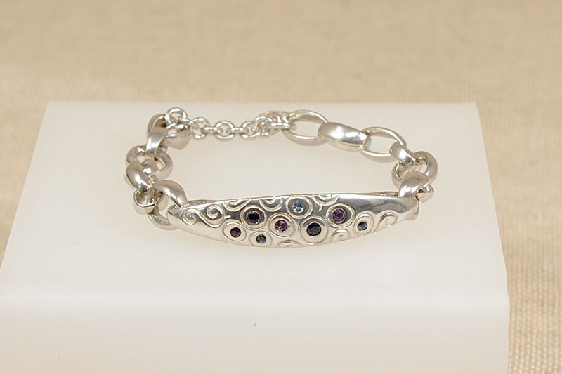Silver Multi Gem Bracelet by Dower & Hall