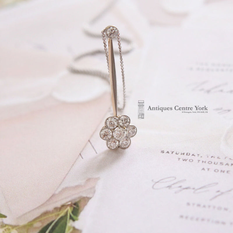 Edwardian 15ct Diamond Cluster Pendant