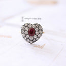 18ct Ruby & Diamond Heart Shaped Cluster Ring
