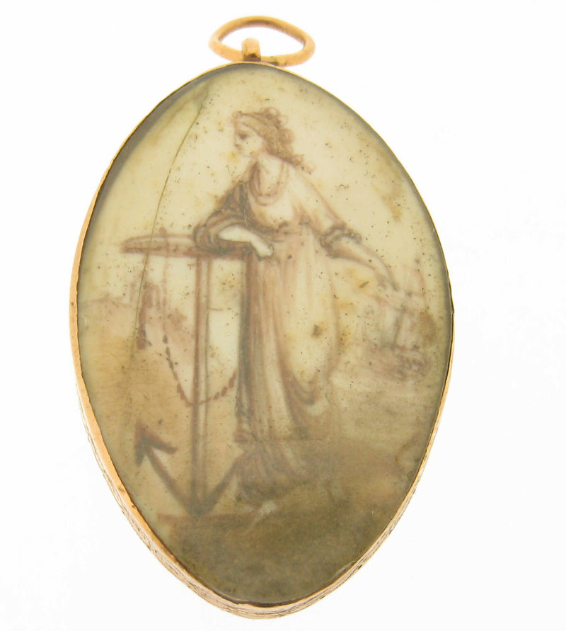 Georgian Navel Interest Gold Mourning Pendant
