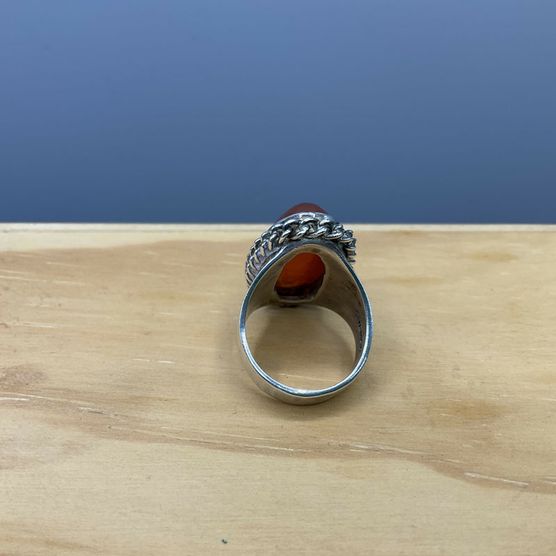 Silver and cornelian ring