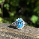 Vintage Aquamarine & Diamond Ring, Pt900, Aquamarine 1.81ct
