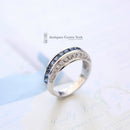 18ct White Gold Sapphire & Diamond 3 Row Half Eternity Ring