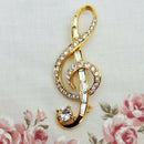 Vintage D'Orlan Rhinestone 22kt Gold Plated Treble Clef Brooch