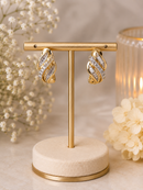 9ct Gold Baguette and Brilliant Cut Diamond Twist Earrings