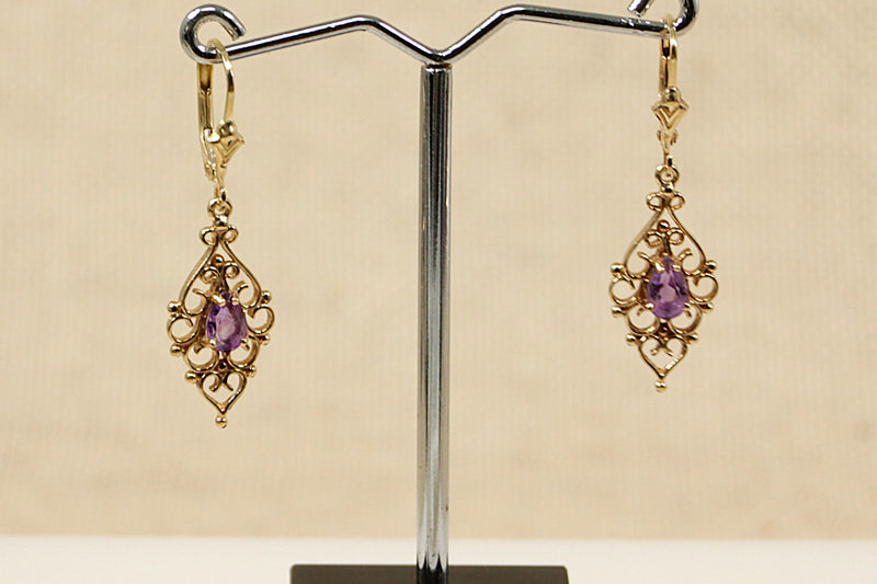 9ct Gold & Amethyst Earrings