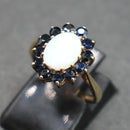 9ct gold opal and sapphires cluster ring