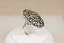 Art Deco Sterling Silver & Marcasite Statement Ring – Stamped SILVER