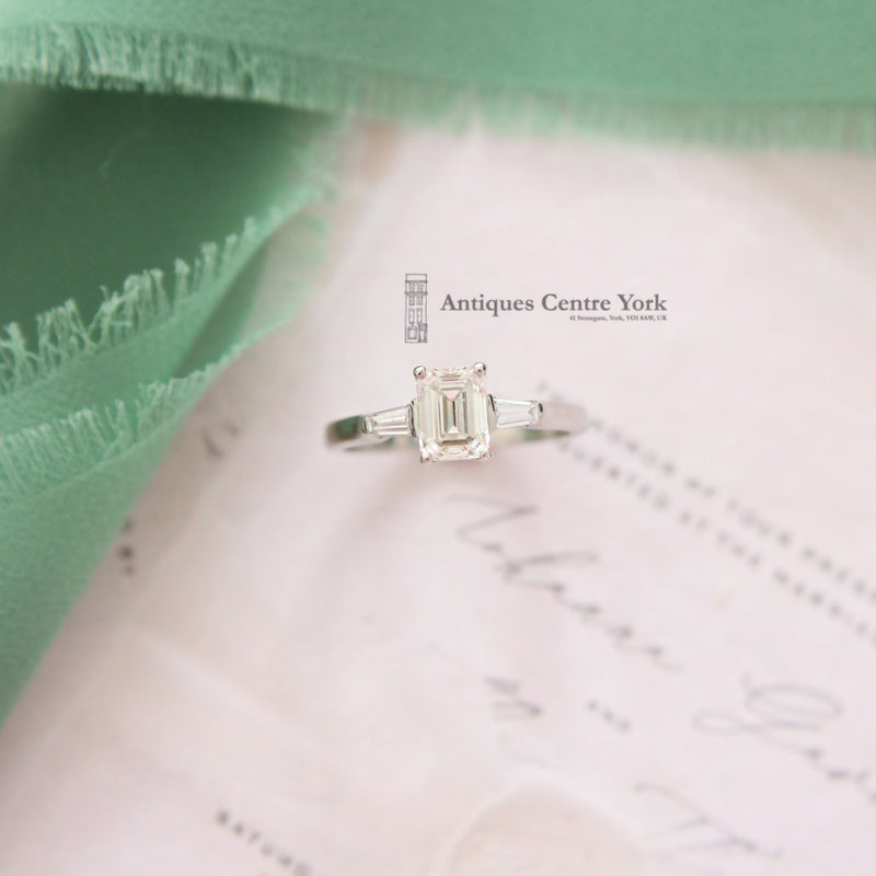 Platinum Emerald Cut Diamond 0.96ct Solitaire Ring