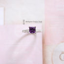 18ct White Gold Amethyst & Diamond Ring