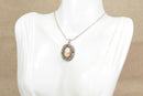 Elegant Art Deco Silver Cameo & Marcasite Pendant with Italian Snake Chain
