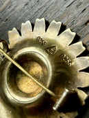 Modern Mid Century Anton Michelson Sterling Silver Gilt Daisy White Enamel Brooch