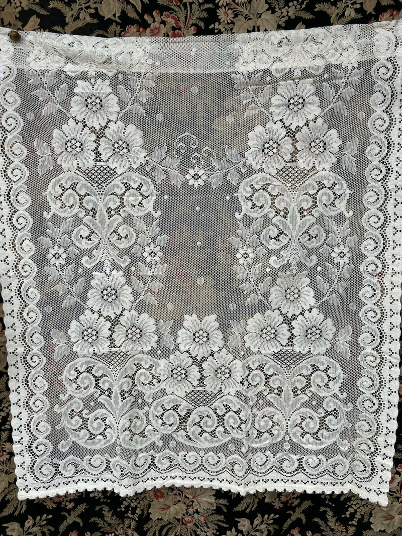 Victorian cottage Style Cream Cotton Lace Curtain Panel Ready To Hang 35”/40”