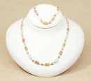 Silver Tri Colour Necklace & Bracelet Set