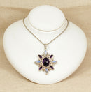 Silver Moonstone & Amethyst Impressive Pendant & Chain