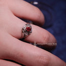 Vintage Platinum Pt900 Ruby (0.52ct) and Diamond (0.223ct) Cluster Ring Size K